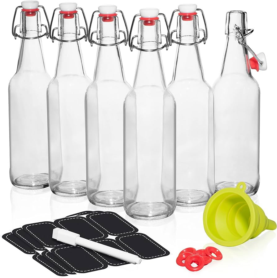 WILLDAN Set of 6-16oz Swing Top Glass Bottles - Flip Top Brewing Bottles For Kombucha, Kefir, Bee... | Amazon (US)