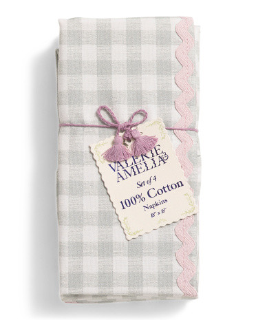 Set Of 4 Gingham Ric Rac Napkins | Kitchen & Dining Room | Marshalls | Marshalls