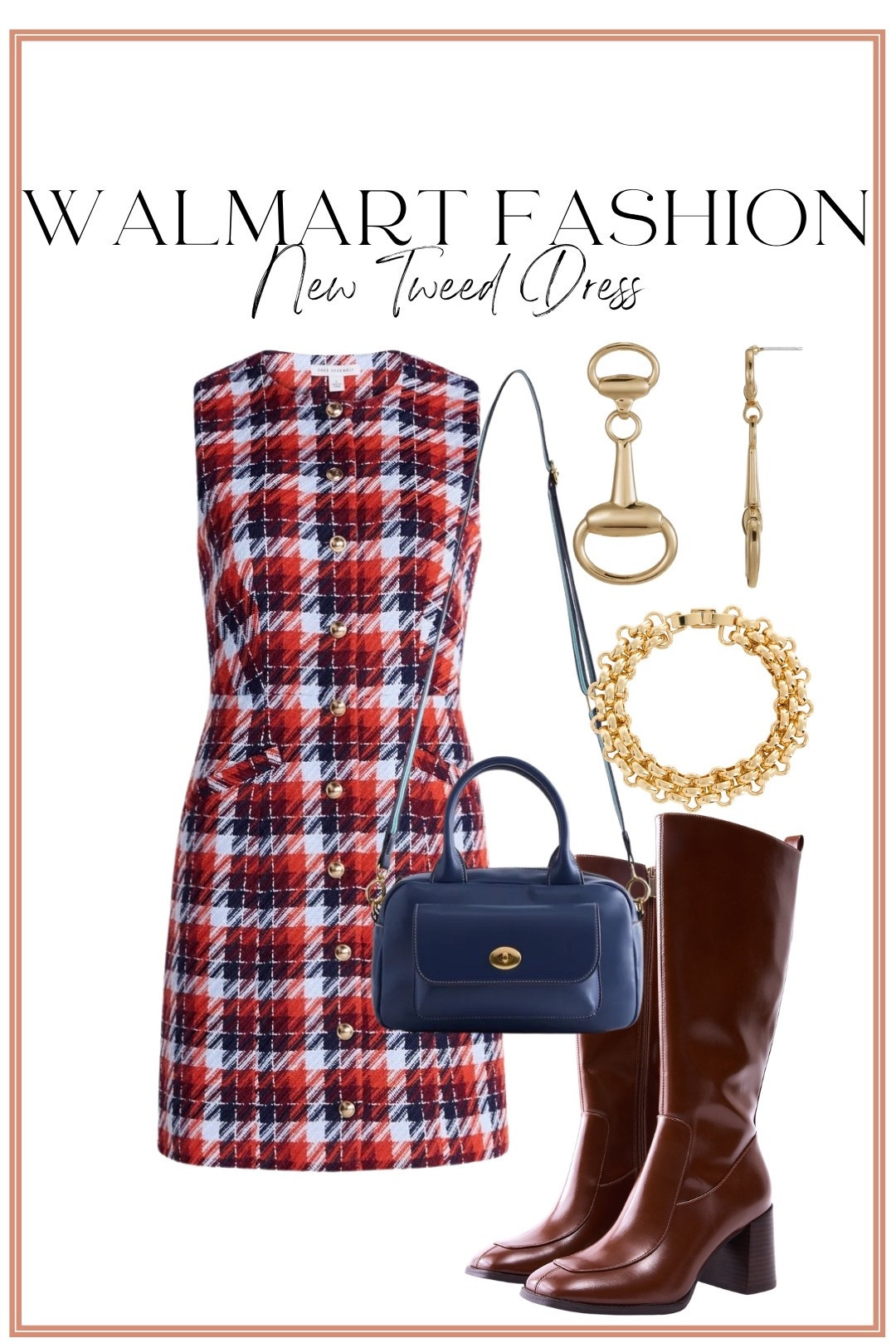 Another Walmart fashion new arrival that looks SO elevated! This plaid tweed mini dress is giving classic preppy fall style with the gold button details and tailored silhouette. 😍 Paired with tall brown boots, a navy handbag and gold accessories, this entire look feels polished and expensive without the price tag we love! Such a cute fall outfit for dinner, church, work events or a weekend out. 🍂

#WalmartFashion #WalmartFinds #WalmartStyle #WalmartNewArrivals #WalmartFashionFinds #WalmartDress #FallFashion #FallOutfits #FallDress #TweedDress #PlaidDress #PreppyStyle #PreppyFashion #AffordableFashion #AffordableStyle #FallOutfitIdeas #WomensFashion #WalmartOutfit

#LTKootd #LTKPetite