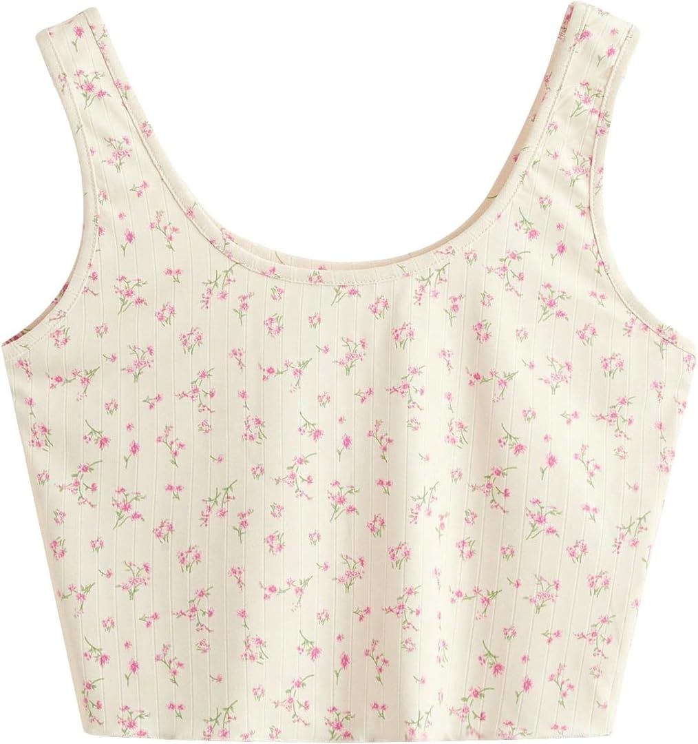 SweatyRocks Women's Casual Summer Floral Print Sleeveless Stretch Crop Tank Top | Amazon (US)