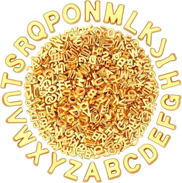 Augshy 700Pcs Gold Large Letter Beads,A-Z Mixed Big Alphabet Shape Beads for Jewelry Making Brace... | Amazon (US)