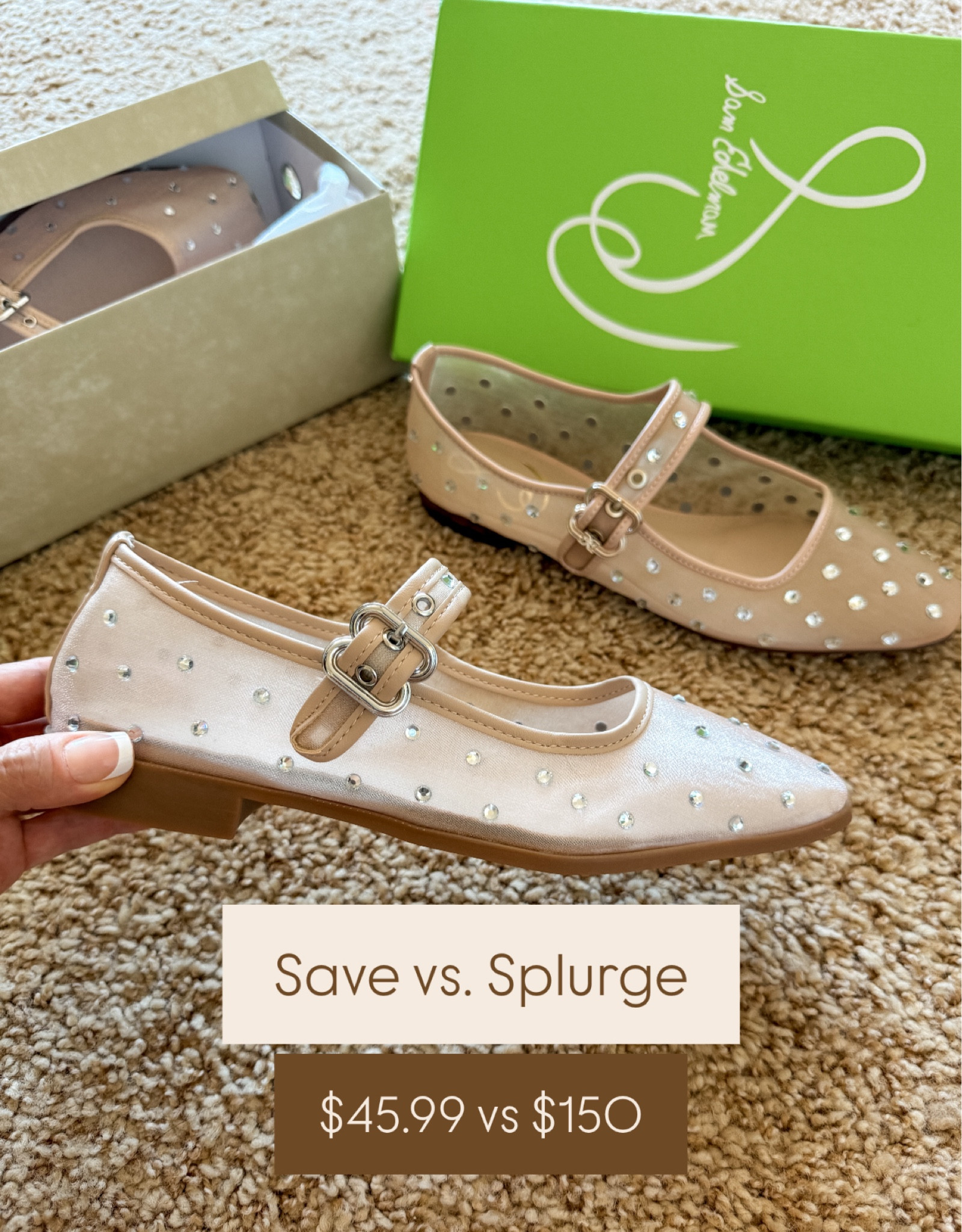 Save vs. Splurge
Amazon & Sam Edelman Rhinestone Mary Jane Flats for Women Sparkly Ballet Flats with Buckle Strap Square Toe Embellished Mary Jane Shoes Comfy Casual Studded Ballerina Shoes. 
I am typically a 7 or 7 1/2 and the 7.5 fit perfectly in both. 
Fall shoe trends 

#LTKStyleTip #LTKFindsUnder50 #LTKShoeCrush