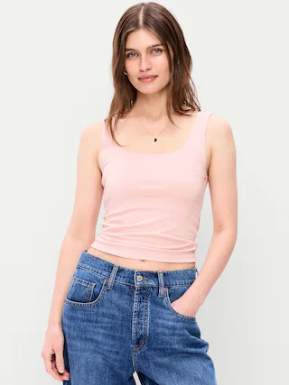 Hug Double-Layer Scoop-Neck Tank Top | Old Navy (US)
