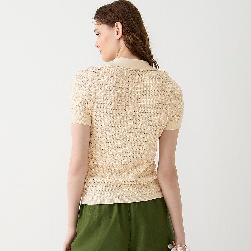 Short-sleeve collared pointelle sweater | J.Crew US