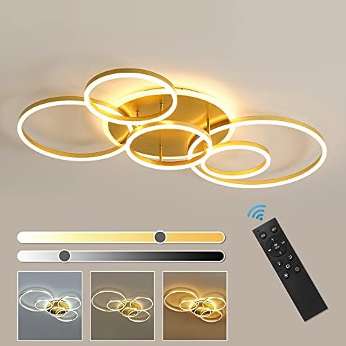 Modern LED Ceiling Light 106W Dimmable LED Acrylic Ceiling Lamp with Remote Control 6 Rings Flush... | Amazon (US)