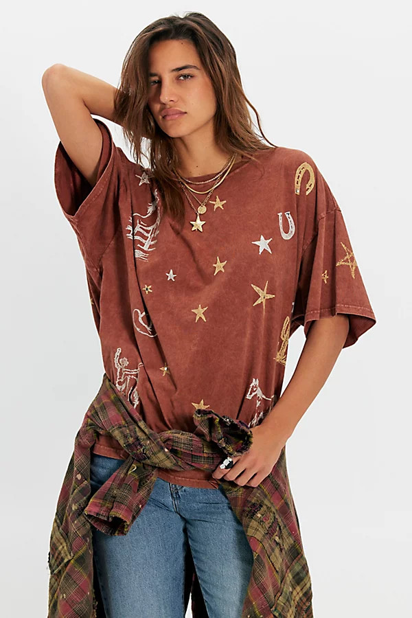 Daydreamer Country Doodles Oversized Tee | Free People (Global - UK&FR Excluded)