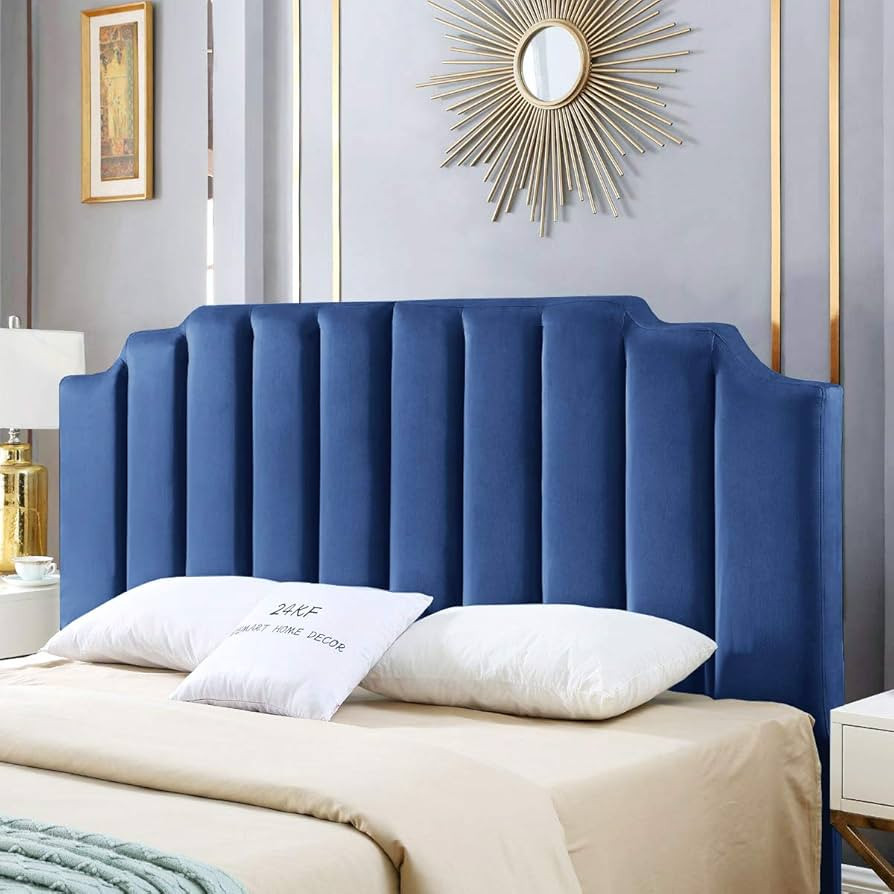 24KF Modern Navy Velvet Upholstered King/Cal King Headboard, Tufted Headboard for King/Cal King B... | Amazon (US)