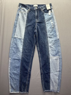 GAP High Rise Barrel Jeans Womens 33 16T Patchwork Paneled Denim Relaxed NWT | eBay US