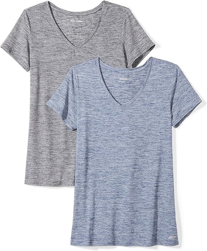 Amazon Essentials Women's 2-Pack Tech Stretch Short-Sleeve V-Neck T-Shirt | Amazon (US)