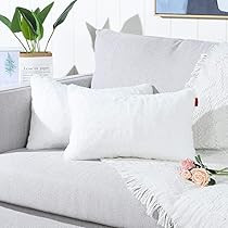 MANDIOO Pack of 2 Pure Snow White Faux Fur Fuzzy Cozy Soft Decorative Throw Pillow Covers Set Lumbar | Amazon (US)