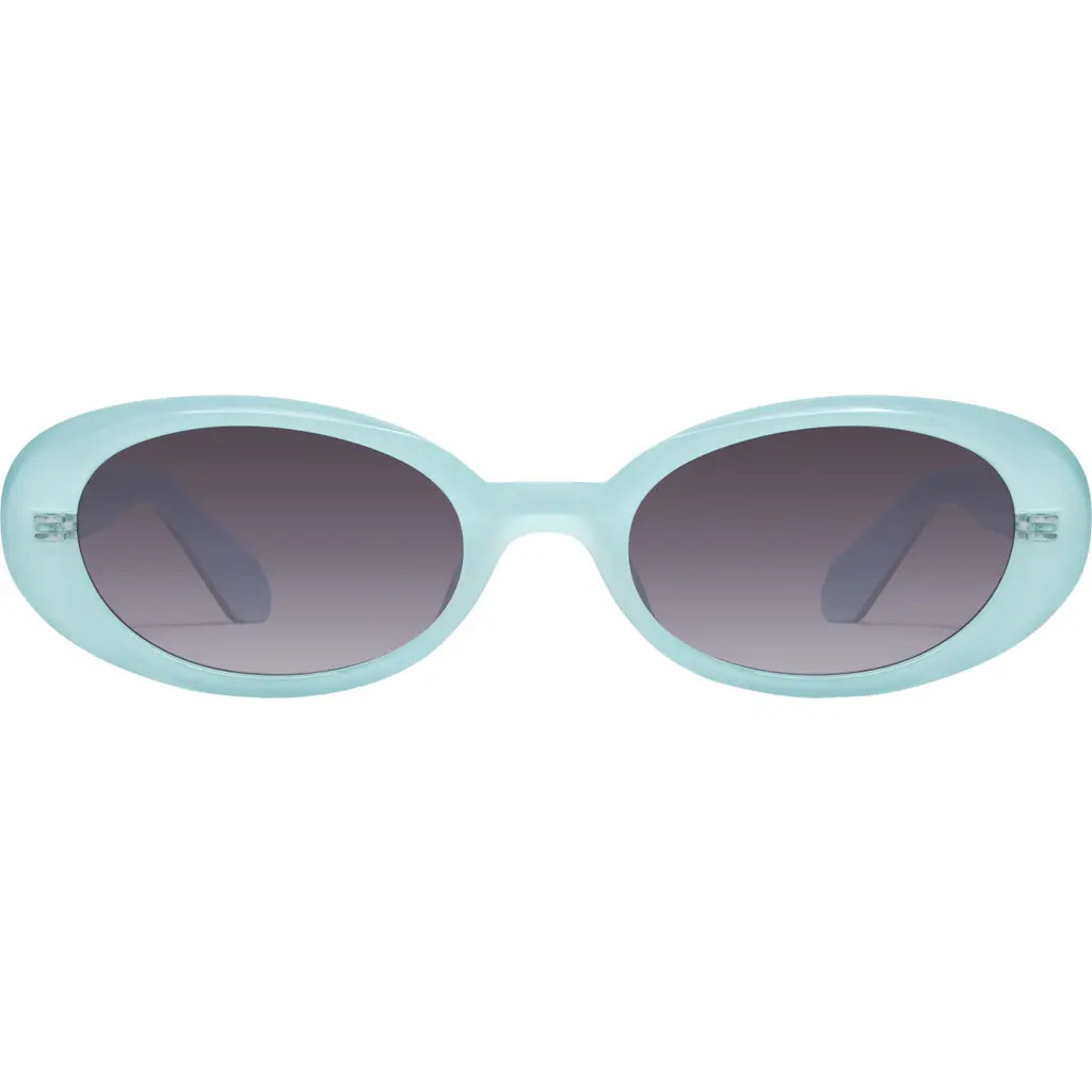Quay Australia Felt Cute 52mm Gradient Small Oval Sunglasses in Mint/Smoke at Nordstrom | Nordstrom