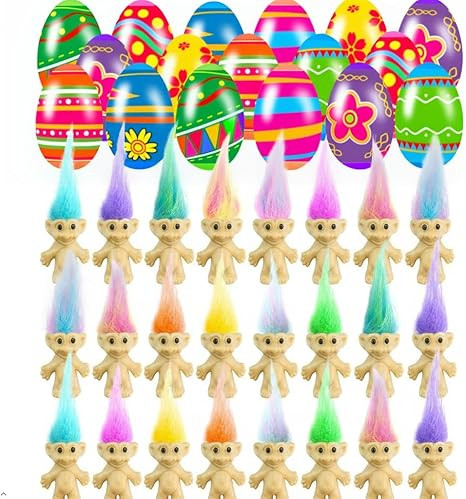 24 PCS Prefilled Easter Eggs with Mini Toys Inside Vintage Lucky Dolls Action Figures for Kids Bo... | Amazon (US)