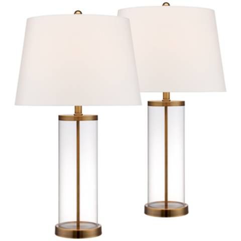 Glass and Gold Cylinder Fillable Table Lamp Set of 2 | LampsPlus.com