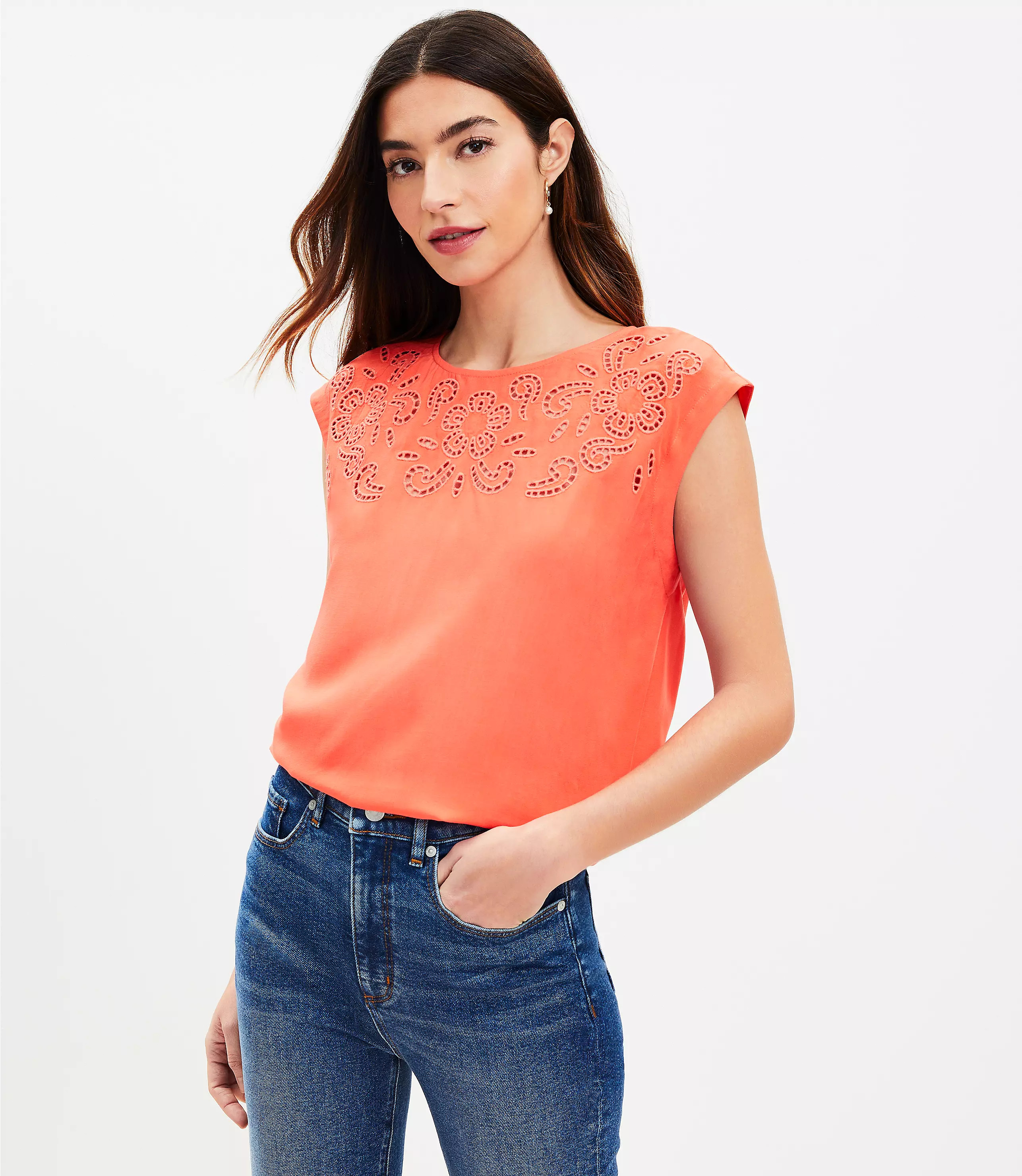 Eyelet Muscle Tee | LOFT