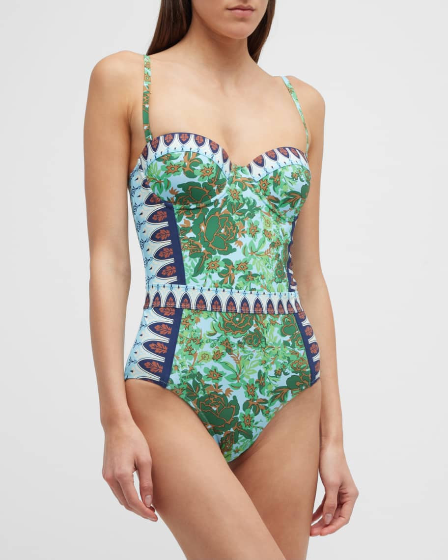 Floral-Print Underwire One-Piece Swimsuit | Neiman Marcus