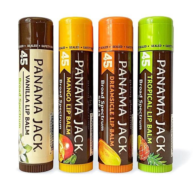 Panama Jack Sunscreen Lip Balm - SPF 45, Flavor Pack, Broad Spectrum UVA-UVB Sunscreen Protection... | Amazon (US)