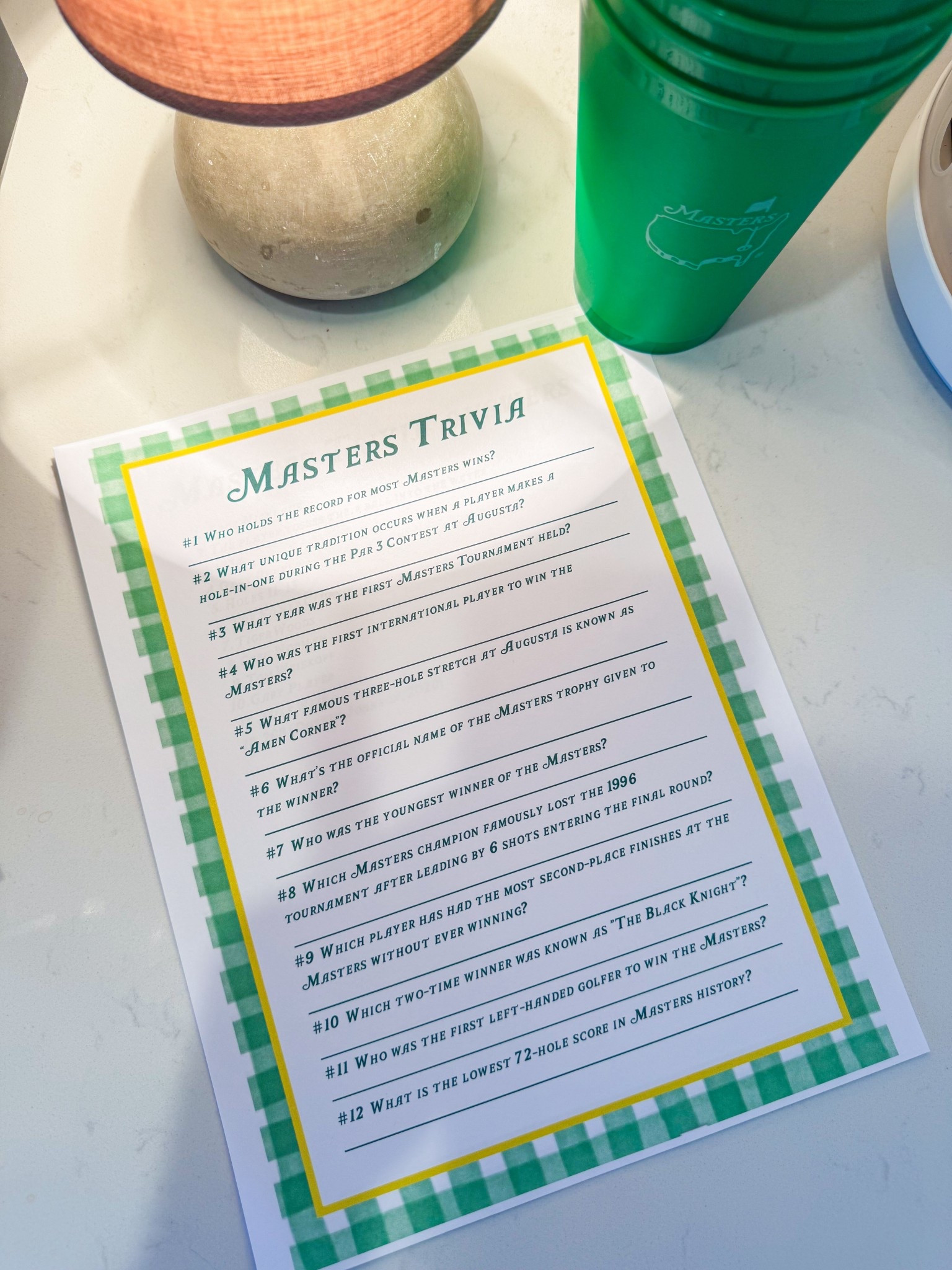 Hosting a Masters watch party? Test your guests knowledge with a round of trivia! ⛳️

#LTKMens #LTKSeasonal