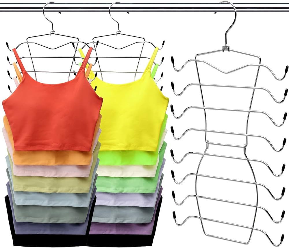 3 Pack Closet-Organizer,8 Tier Tank-Top-Hanger,Closet-Organizers-and-Storage Bra-Hangers-Space-Sa... | Amazon (US)