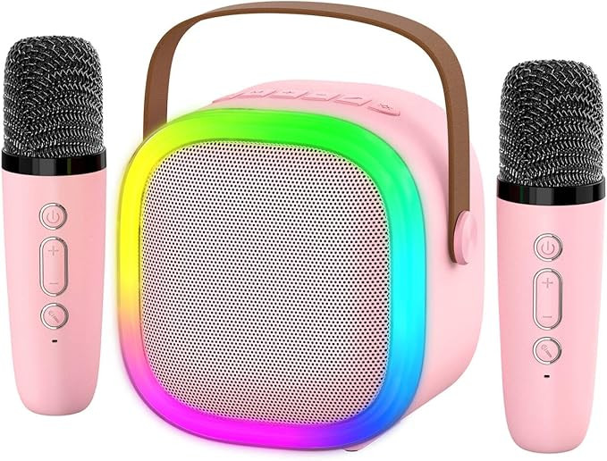 Karaoke Machine for Kids Adults, Portable Bluetooth Speaker with 2 Wireless Microphones and LED L... | Amazon (US)