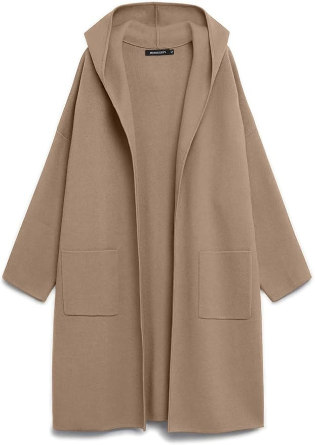 MEROKEETY Women's 2023 Long Sleeve Hooded Cardigan Dressy Open Front Knit Sweater Coat with Pocke... | Amazon (US)