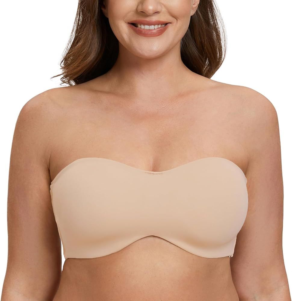 MELENECA Women's Strapless Bra for Large Bust Minimizer Unlined Bandeau with Underwire | Amazon (US)