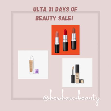 Ulta 21 Days of Beauty Sale! Mac lipsticks, Lancome Reneegie foundation and IDOLE concealer! 

#LTKSale #LTKsalealert #LTKbeauty