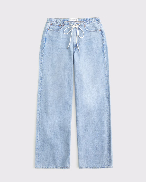 Curve Love Low Rise Ultra Loose Drawstring Jean | Abercrombie & Fitch (US)