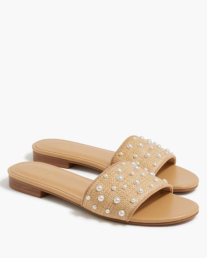 Woven pearl slide sandals | J.Crew Factory