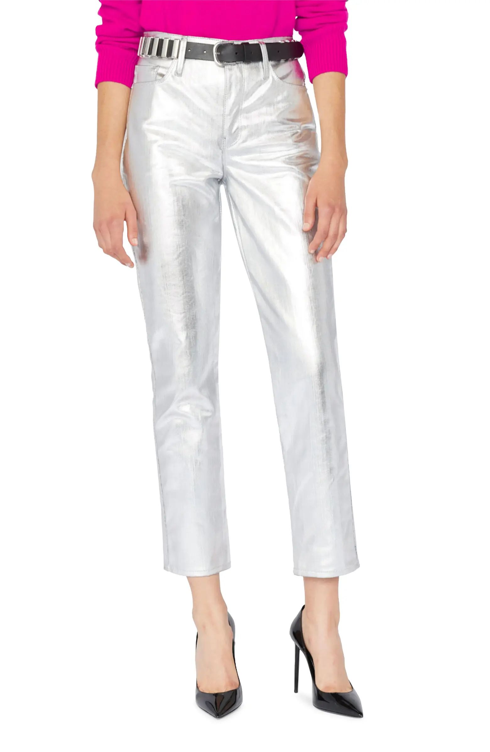 FRAME Le Sylvie Coated High Waist Straight Leg Jeans | Nordstrom | Nordstrom