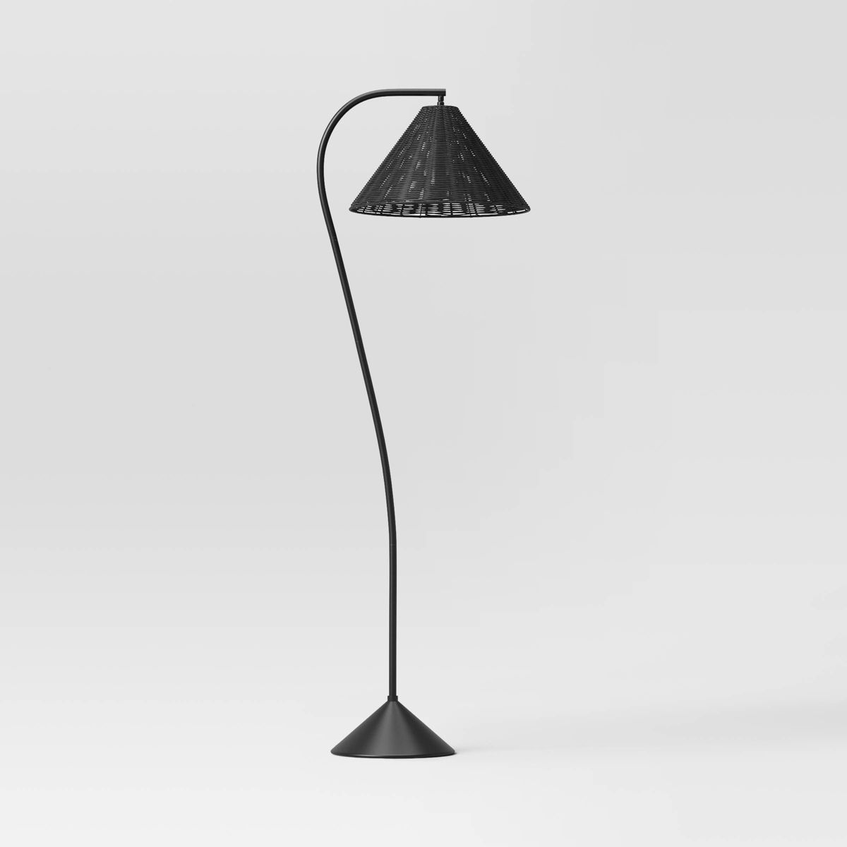 Arc Neck Floor Lamp with Natural Shade Black (Includes LED Light Bulb) - Threshold™ | Target