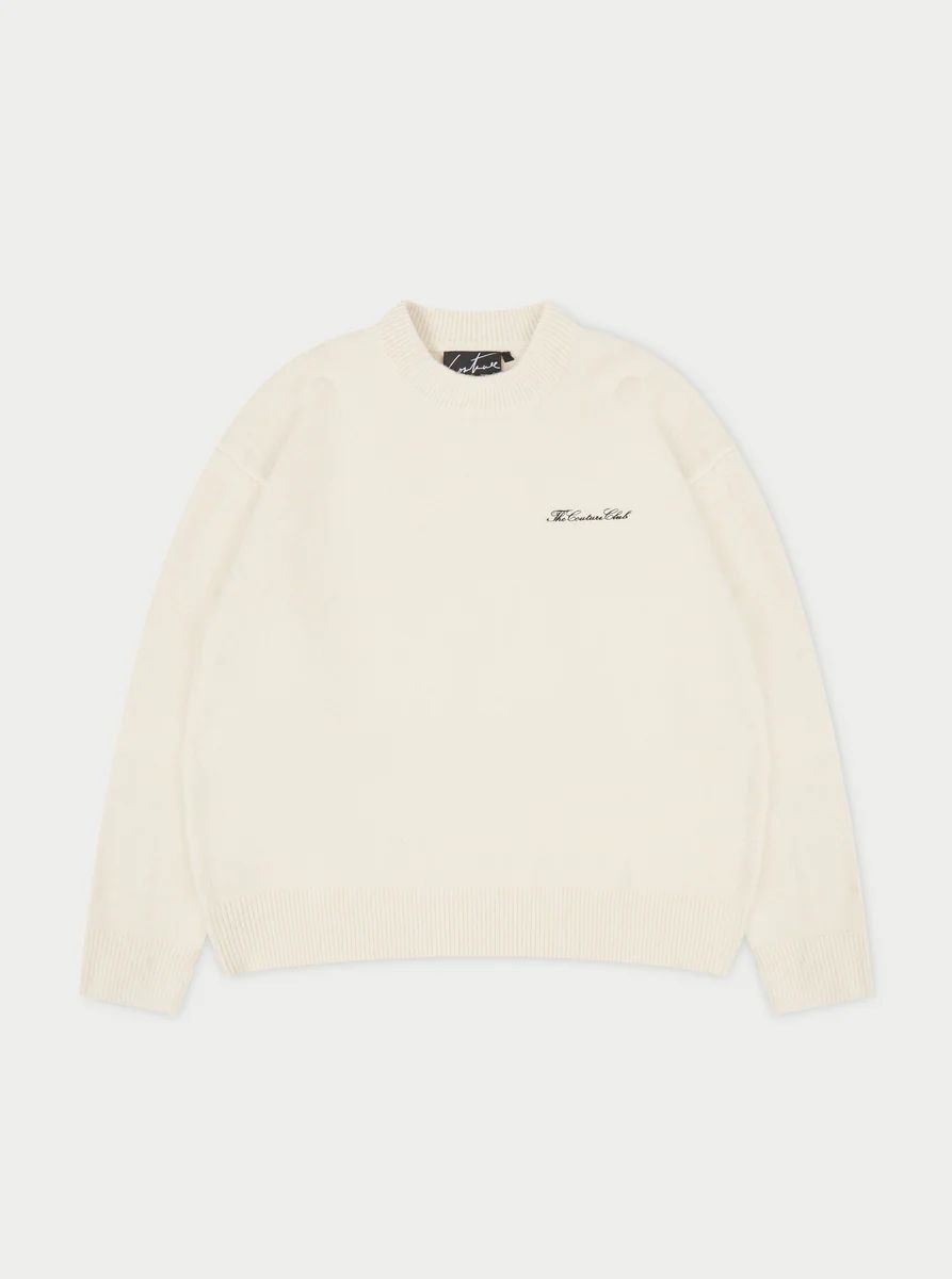 COUTURE SCRIPT KNITTED CREW - OFF WHITE | The Couture Club