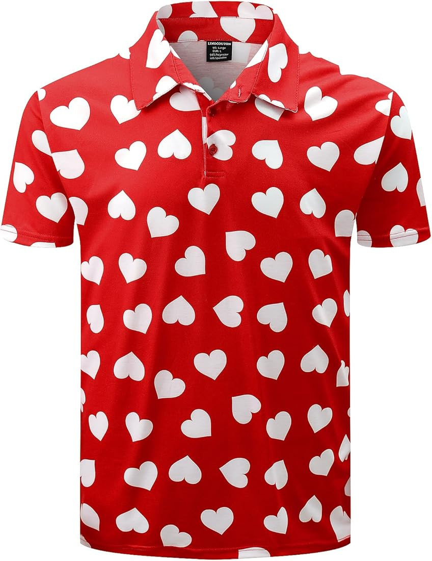 Men's Valentines Day Shirt Short Sleeve Golf Polo Top | Amazon (US)