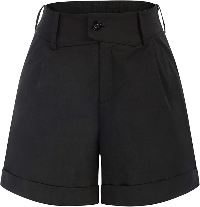 Belle Poque Women Summer Linen Shorts Elastic High Waisted Shorts with Pockets | Amazon (US)