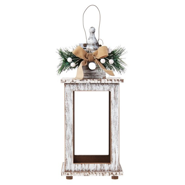 Holiday Time Gray Wood Lantern Tabletop Decor - Walmart.com | Walmart (US)