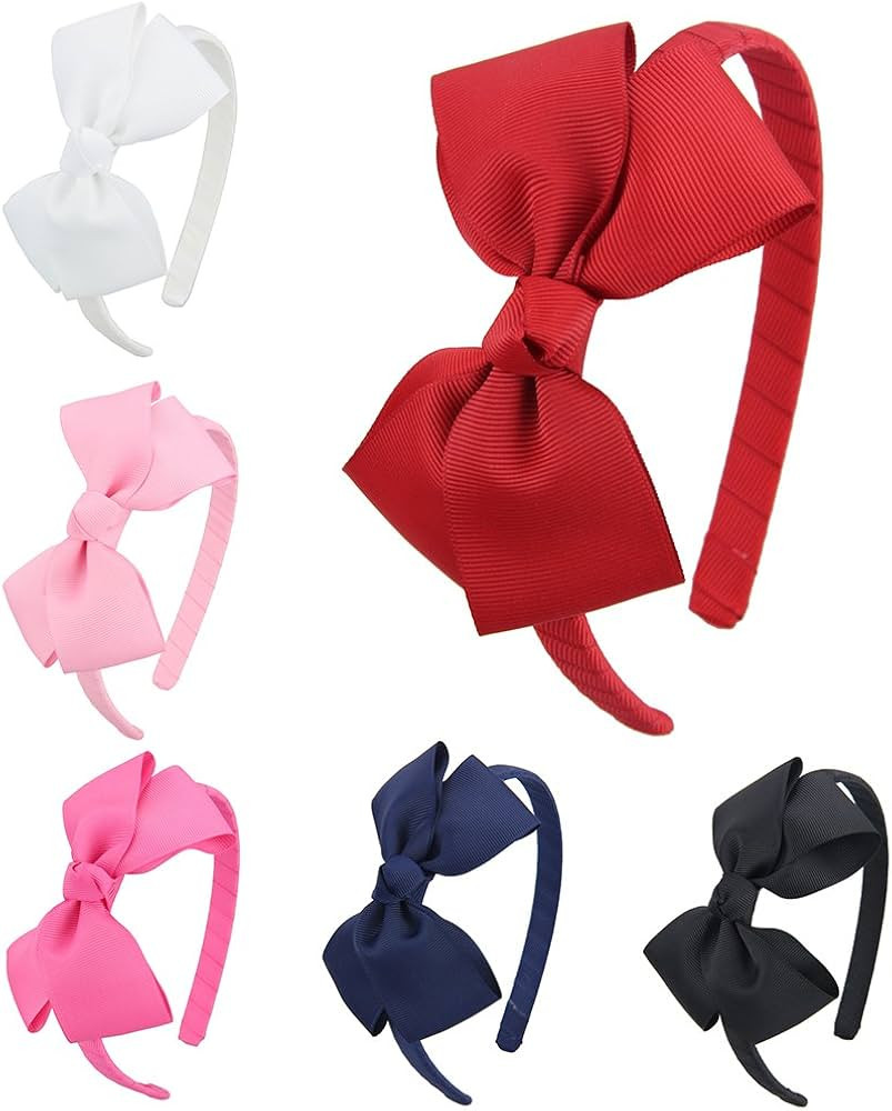 Girls Boutique Grosgrain Ribbon Headbands with Bows(FS011-2) | Amazon (US)