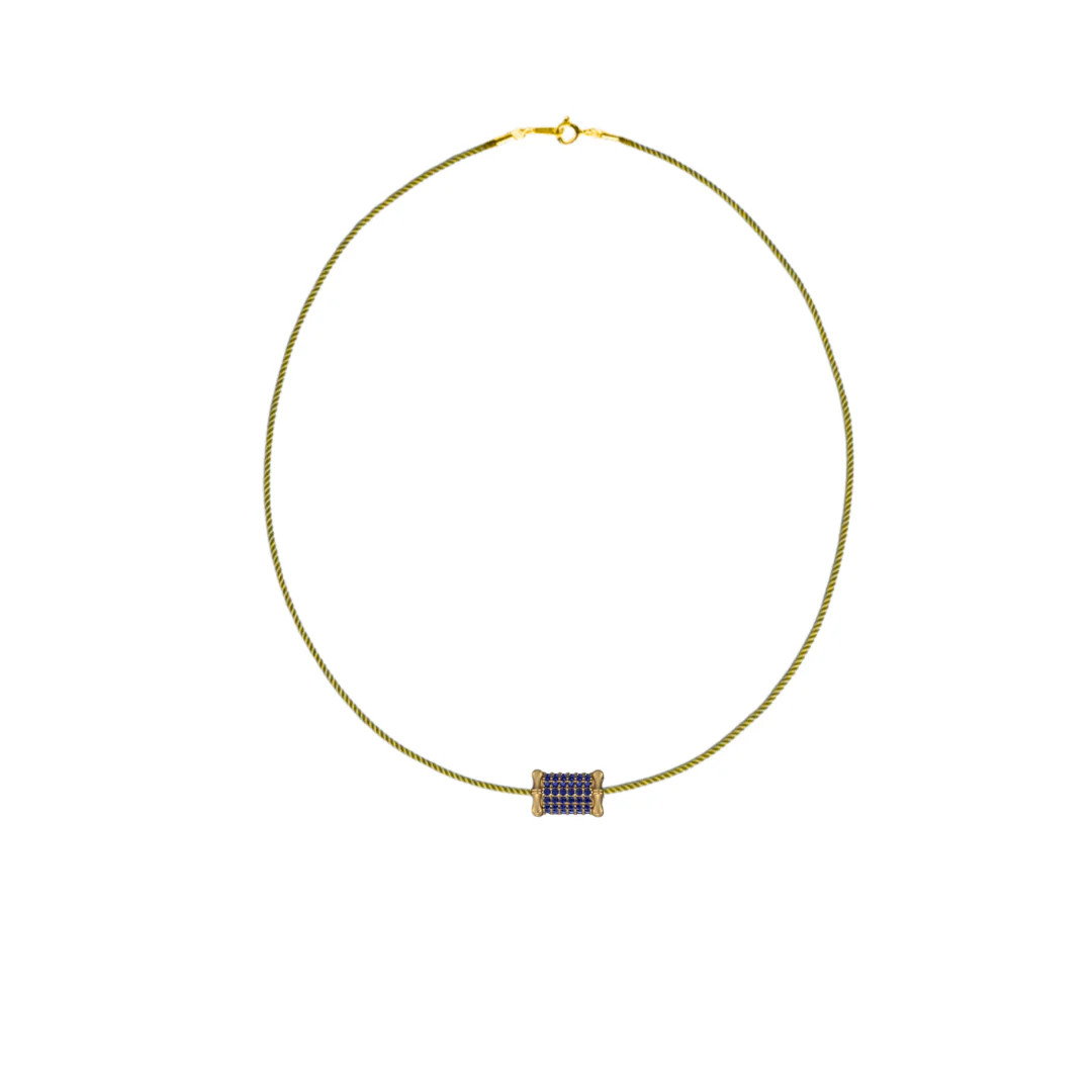 Mini Bamboo Blue Sapphire Barrel Necklace | Henri Noel Fine Jewelry