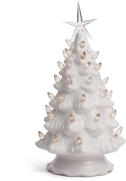 Milltown Merchants Ceramic Christmas Tree - Tabletop Tree with Lights - (11.5 inch Medium White C... | Amazon (US)