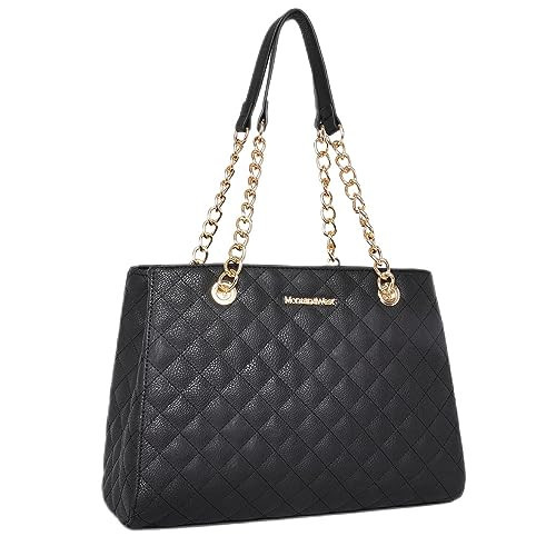 Montana West Tote Bag for Women Quilted Chain Handbags Shoulder Purse Black Gift MWC-040BK | Amazon (US)