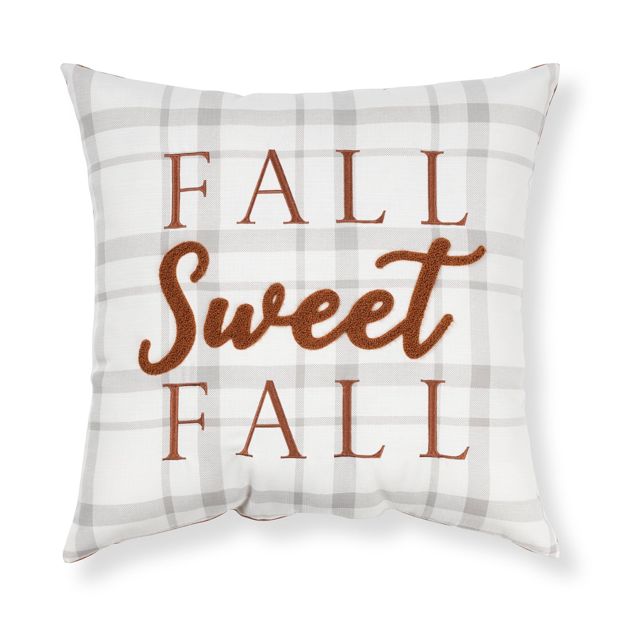 Better Homes & Gardens Fall Sweet Fall Outdoor Throw Pillow, 20" x 20" Square, Multi-Color Plaid ... | Walmart (US)