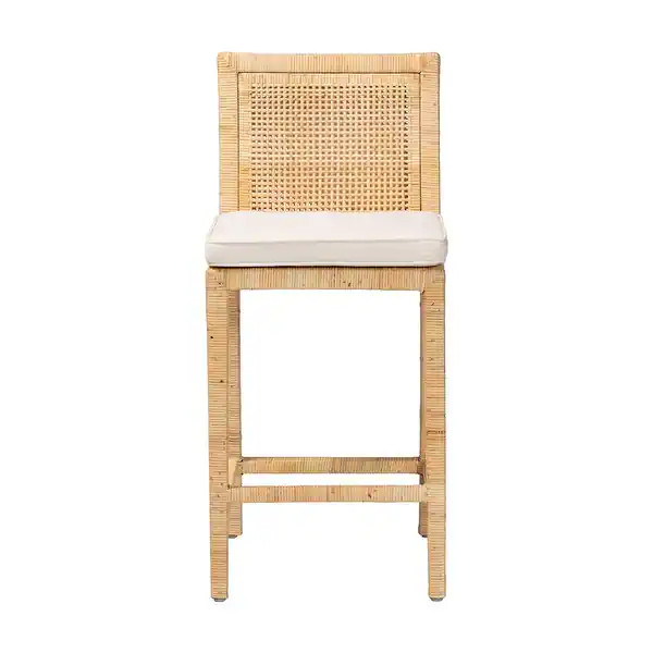 Sofia Contemporary Natural Finished Wood and Rattan Counter Stool - Bed Bath & Beyond - 33524387 | Bed Bath & Beyond
