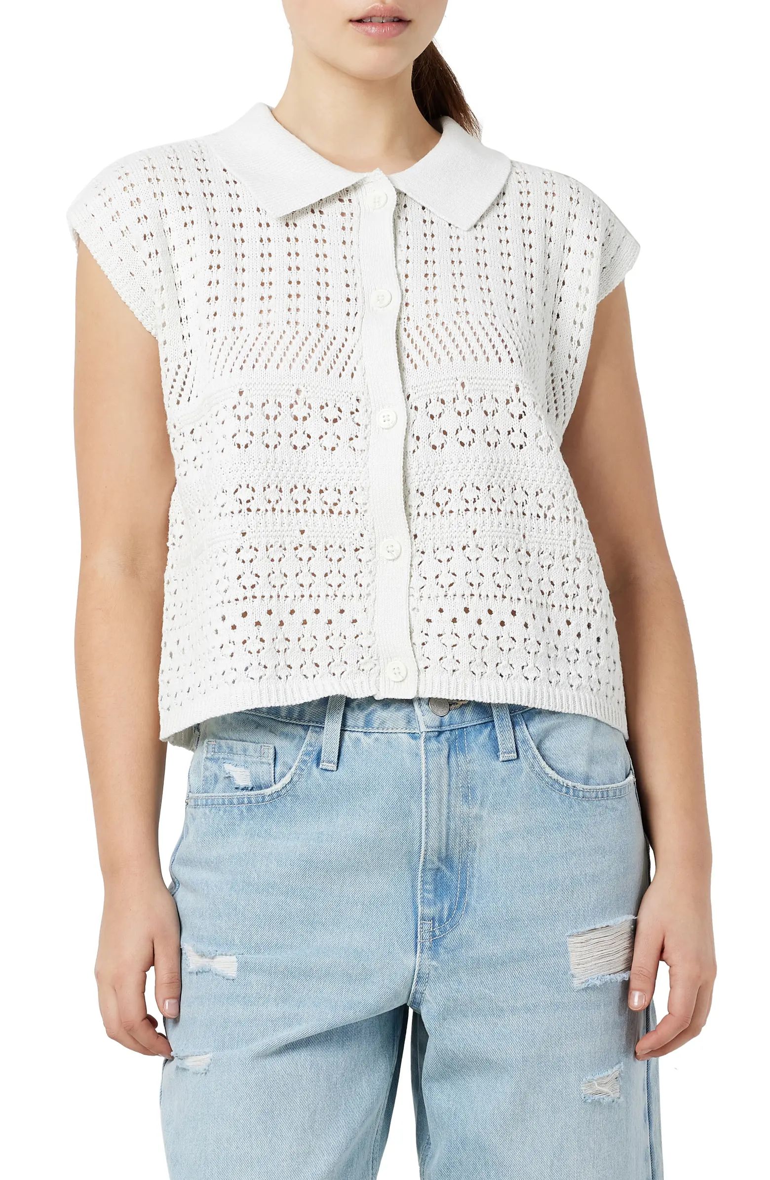 Vega Pointelle Cap Sleeve Sweater | Nordstrom