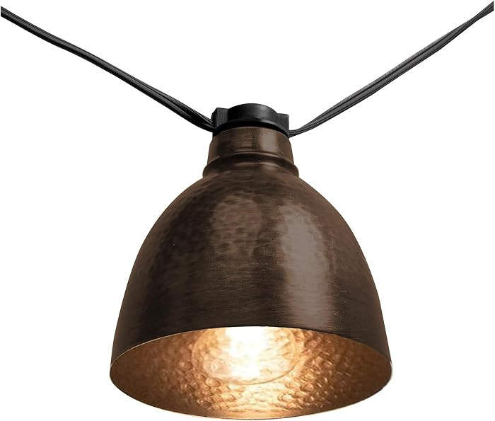 LumaBase Electric Café String Lights with 10 Brown Metal Domes | Amazon (US)