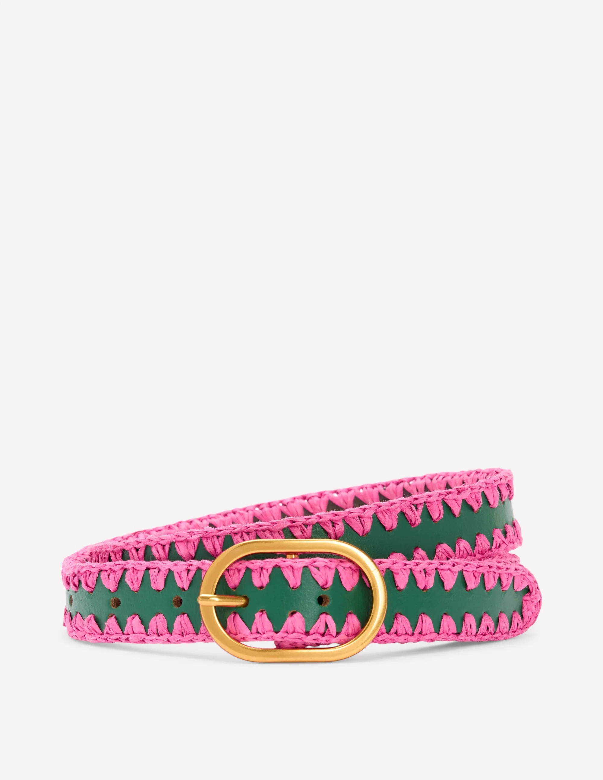 Whipstitch Classic Belt-Green/Sorbet Pink | Boden (US)