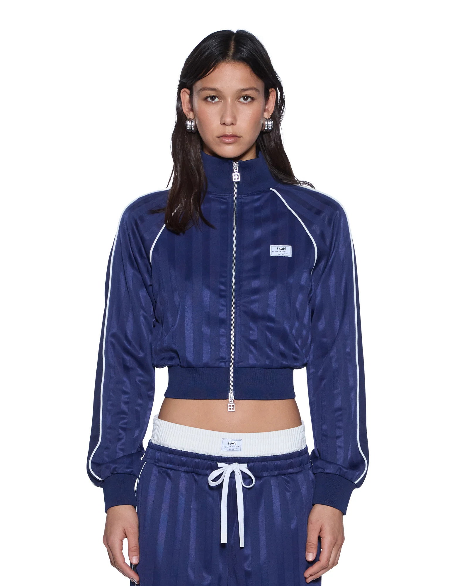 Womens Cropped Traktop Navy Fleece  | Ksubi ++ | Ksubi (US)