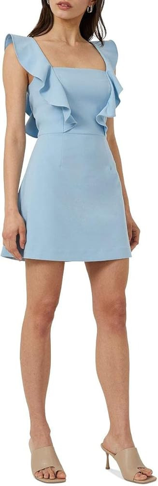 French Connection Womens Whisper Ruffled Short Mini Dress Blue 6 | Amazon (US)