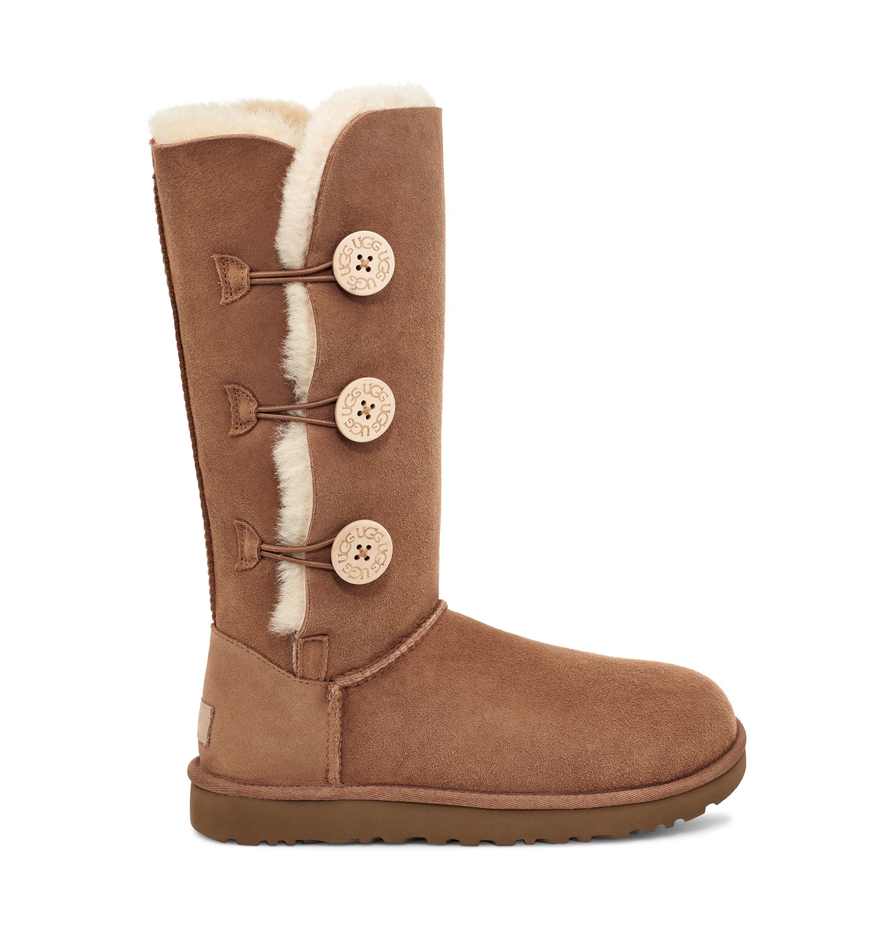 UGG Women's Bailey Button Triplet II Boot Sheepskin Classic Boots in Brown, Size 7 | UGG (US)