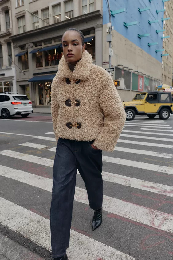 FAUX FUR JACKET WITH FIREMAN CLASPS | Zara US