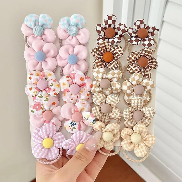 20Pcs Girls Hair Ties Toddler Hairties No Damage,Colorful Flower Hair Ties Kids Hairties Baby Hai... | Amazon (US)