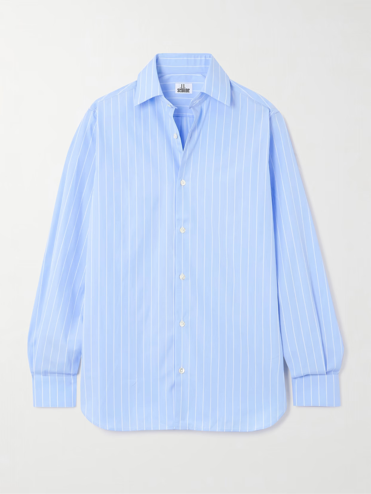 Sebline - Striped Cotton-poplin Shirt - Light blue - x large | NET-A-PORTER APAC