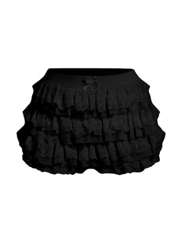 Women's Y2k Ruffle Shorts Lace Lolita Bloomers Elastic Waist Bow Front Shorts Micro Boyshorts | Amazon (US)